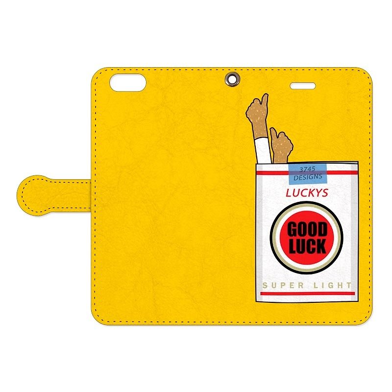 [Notebook type iPhone case] Good Luck (Soft) / yellow - เคส/ซองมือถือ - หนังแท้ สีเหลือง