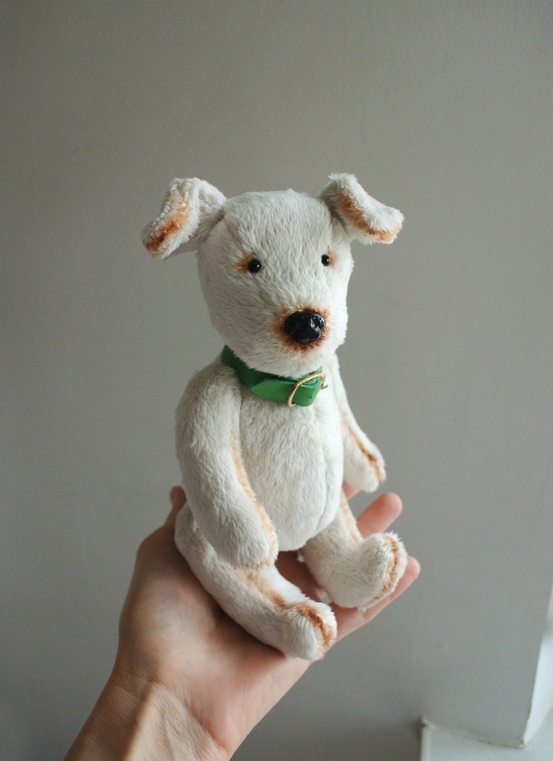 玩具狗 Labrador Retriever dog jointed stuffed toy puppy Artist teddy dog ooak - ของเล่นเด็ก - ไฟเบอร์อื่นๆ ขาว