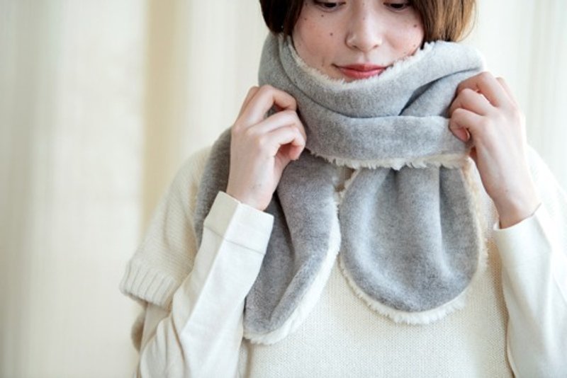 リバーシブル　Organic Cotton Furマフラー【ヤク混ファー×スーピマコットンファー】 - 絲巾 - 棉．麻 