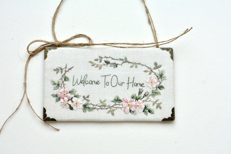 Door Hangers - welcome sign, door ornament. Door decoration, welcome door signs - ตกแต่งผนัง - ผ้าฝ้าย/ผ้าลินิน ขาว