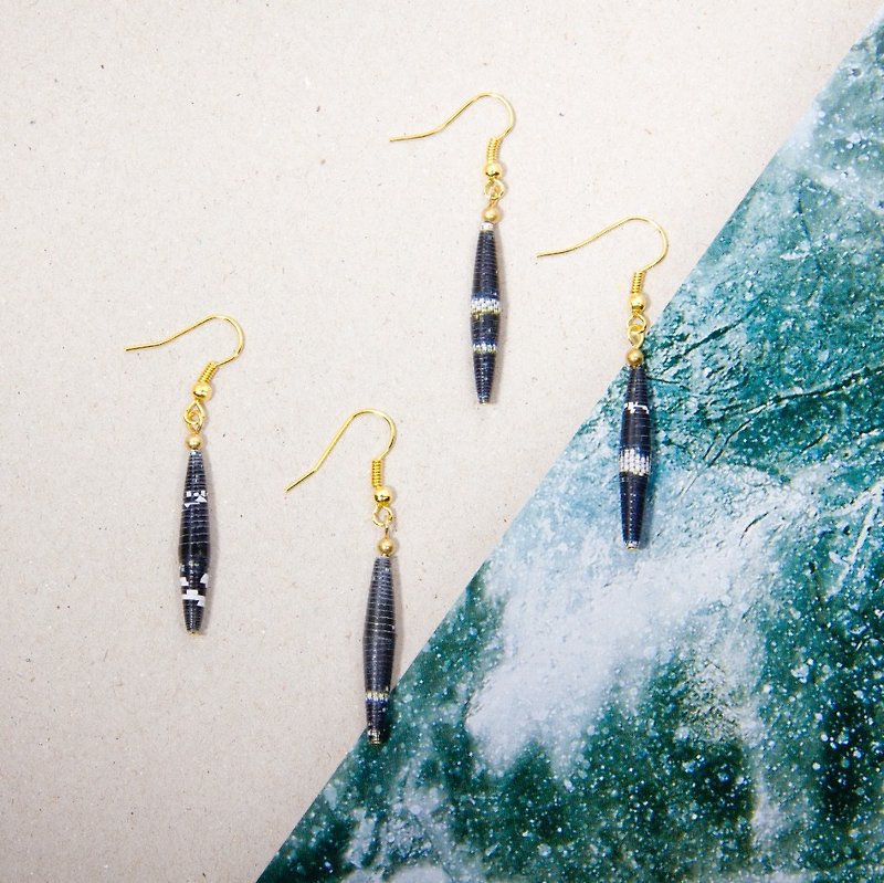 Black Ice Draped Earrings - Earrings & Clip-ons - Paper Black