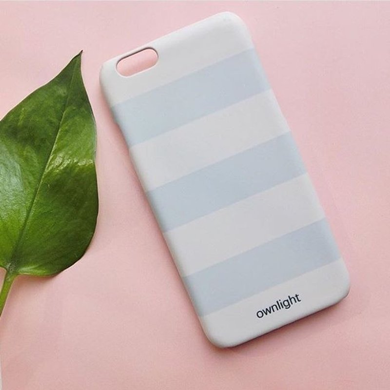 The original design of milk powder gray stripes ins wind Korean wind frosted hard shell - เคส/ซองมือถือ - วัสดุอื่นๆ 