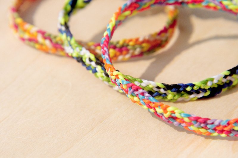 Colorful braided mixed color foot rope/surfing foot rope/woven foot rope/-mixed color five-color silk Wax thread (customized) - สร้อยข้อมือ - วัสดุกันนำ้ หลากหลายสี