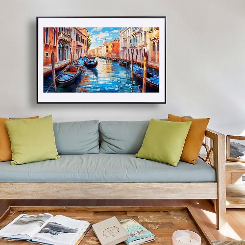 漫漫 生活時光 威尼斯 彩色島 油畫作品 / 掛畫 無框畫 時尚黑 簡約白 多種尺寸