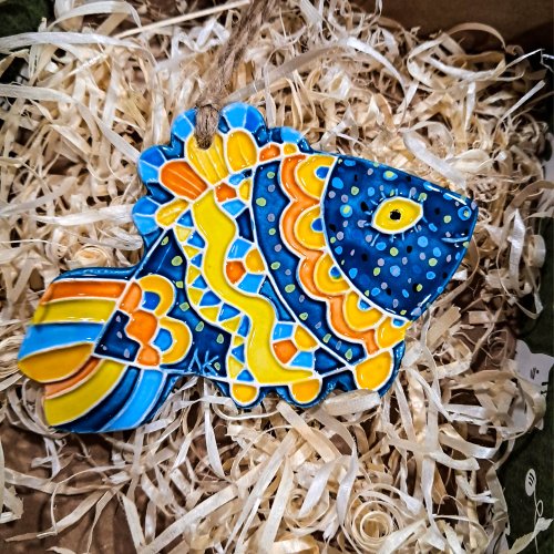 魚 陶器製 壁飾り