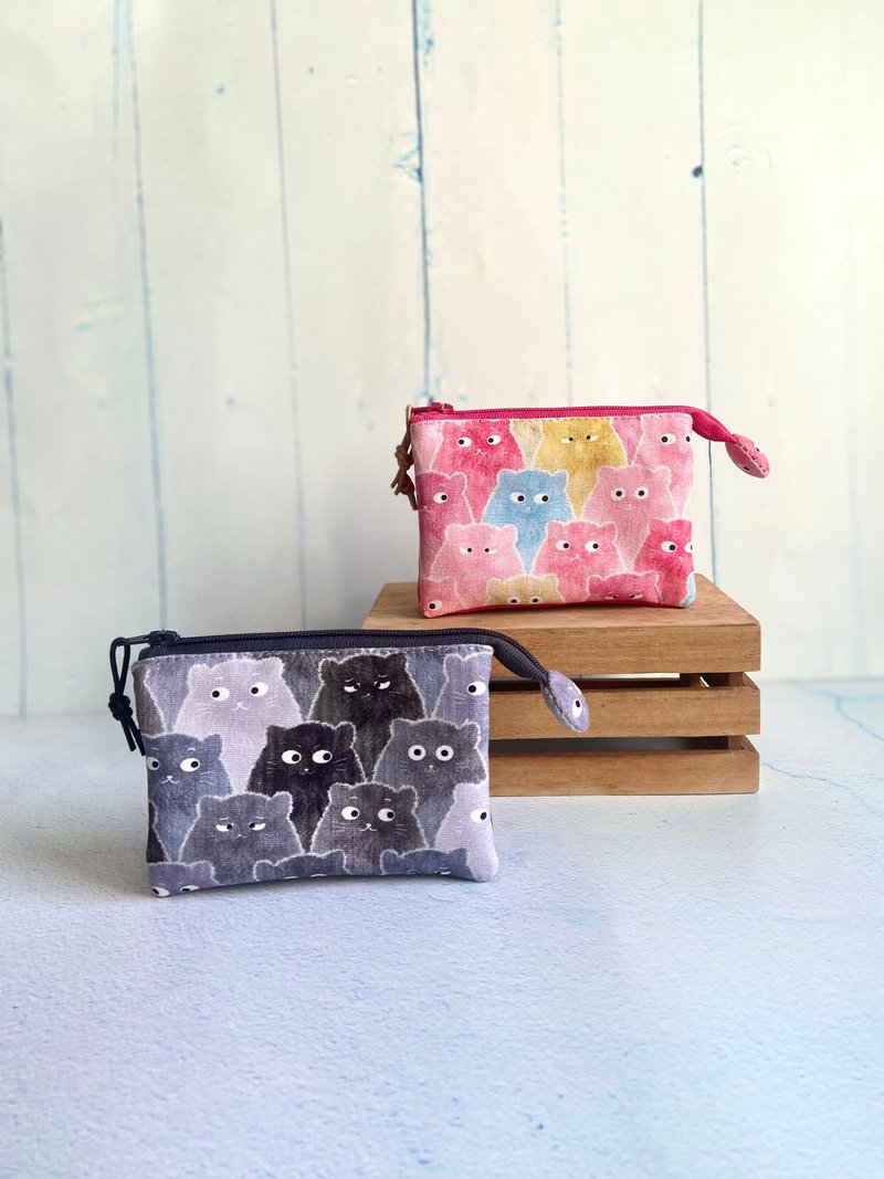 The big-eyed cat five-layer small bag storage bag can be placed directly in your pocket for Christmas and birthday exchange gifts - Coin Purses - Cotton & Hemp 