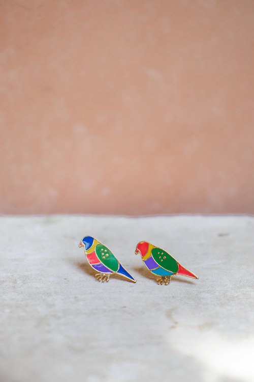 Little OH! 手工飾品 吸蜜鸚鵡 裊兒系列 夾式耳環