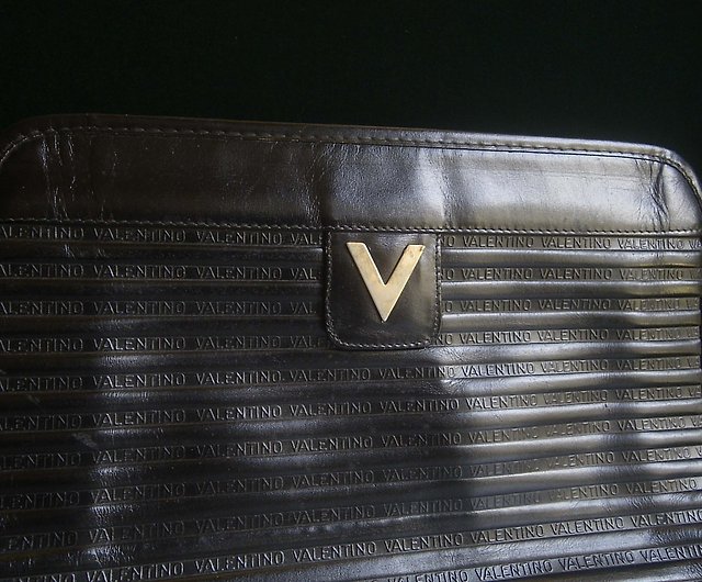 Vintage Mario Valentino Black Clutch Bag/leather Purse/80s