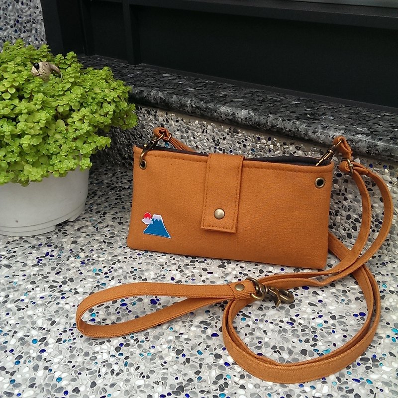 | •R• | Brand new | Color palette Mount Fuji | Cross-back portable dual-use mobile phone travel bag (yellow) - Messenger Bags & Sling Bags - Cotton & Hemp 