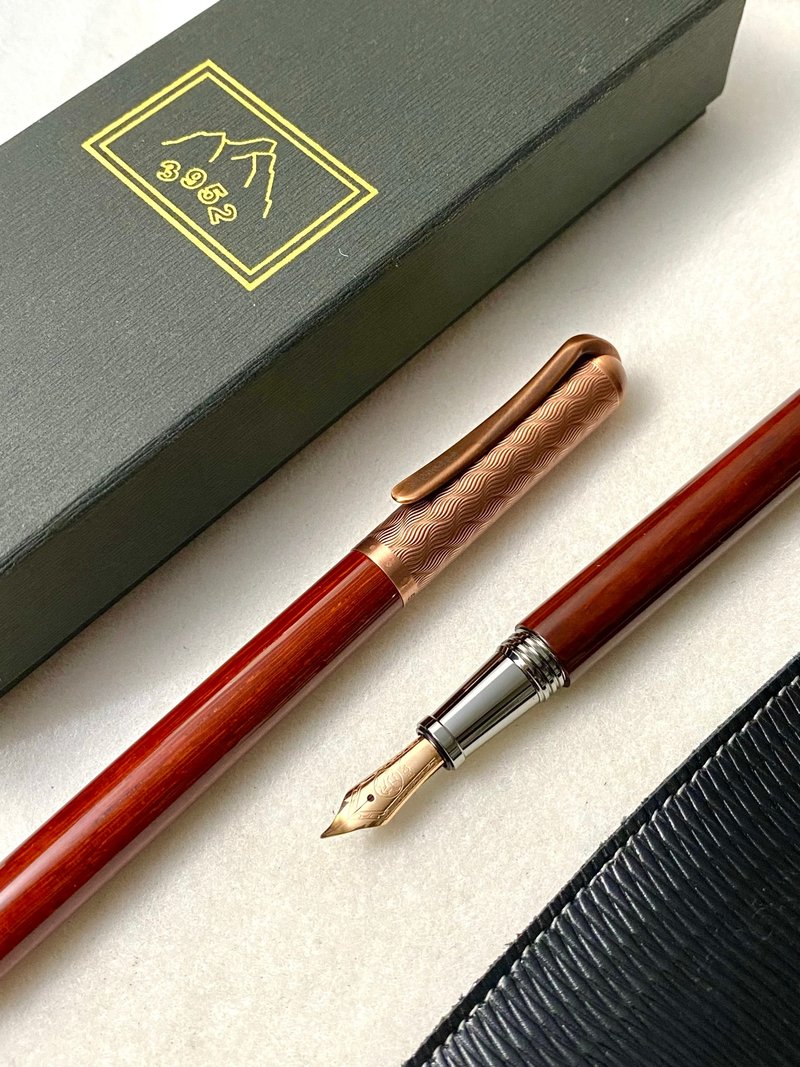 3952ボンアルテック - タパニ 紅花梨木 高精細・高光沢版 ローズゴールド書道ペン先万年筆 - 万年筆 - その他の素材 