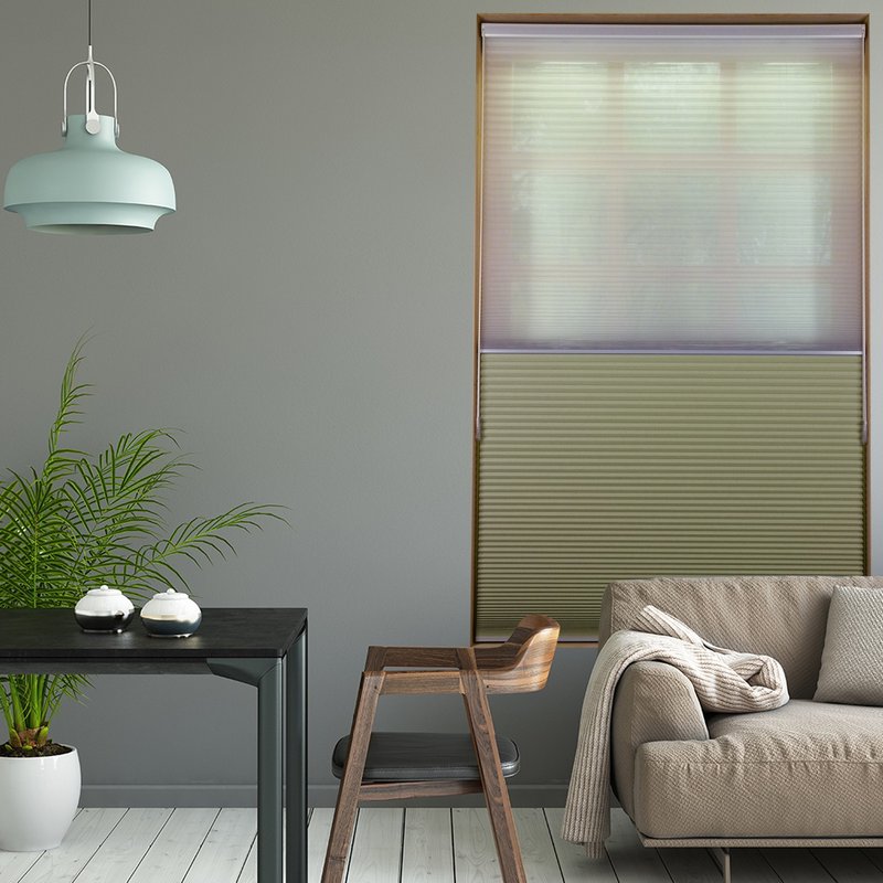 Avocado Day and Night Double Loop Bead Chain Honeycomb Blinds (Avocado) - Doorway Curtains & Door Signs - Polyester 