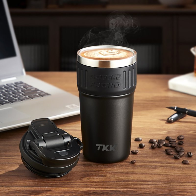 [TKK] Lodge Series 316 Stainless Steel x Ceramic Spray Insulated Coffee Cup 630ML-Diamond Black - กระติกน้ำ - สแตนเลส สีดำ