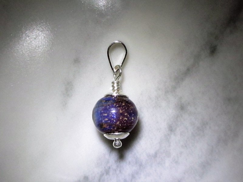 小さな宇宙シリーズ| |×925の純銀製のペンダント小さな紫色のガラスの地球を× - ネックレス - ガラス 多色