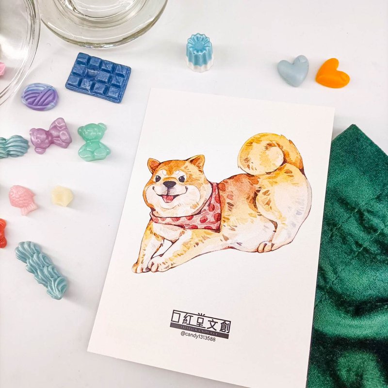KR474_口紅堂明信片_柴犬18_candy1313588 postcard - 卡片/明信片 - 紙 多色
