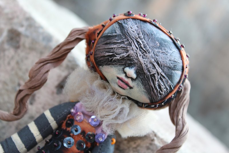 Handmade doll Blind acrobat from the dark circus - Stuffed Dolls & Figurines - Clay Gray
