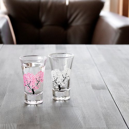 MARUMO TAKAGI TOUKI Co., Ltd. 冷感桜グラス天開ペアセット 温度で色が変わる季節を楽しむ器