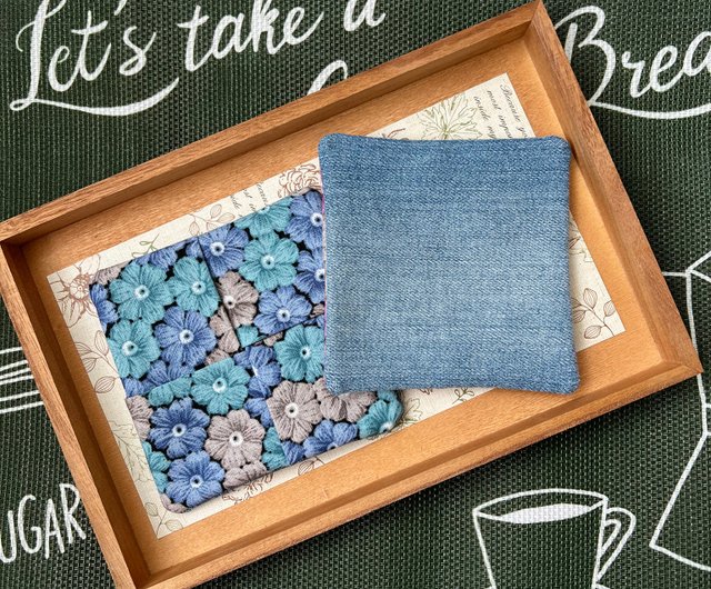 刺繍風プリントコースター 日本限定手作り布コースター