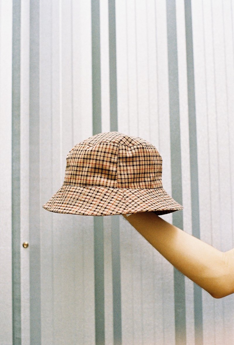 Tartan Bucket Hat - 恤衫 - 棉．麻 咖啡色