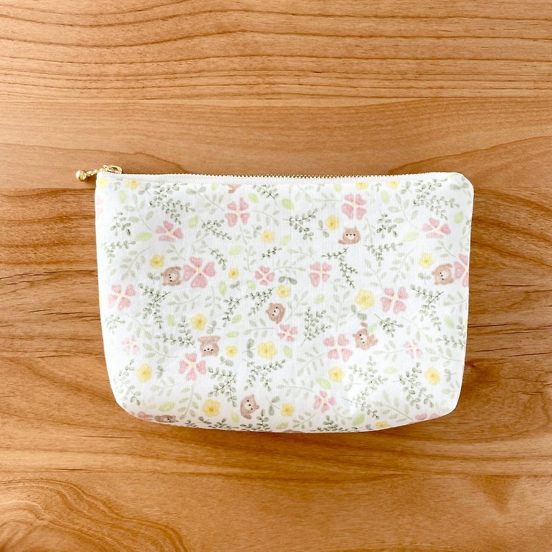Pouch made from original fabric with bear pattern - Toiletry Bags & Pouches - Cotton & Hemp Pink