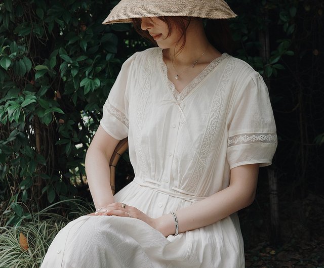 フレンチレースアンティークブラウスワンピース｜シャツ｜ワンピース