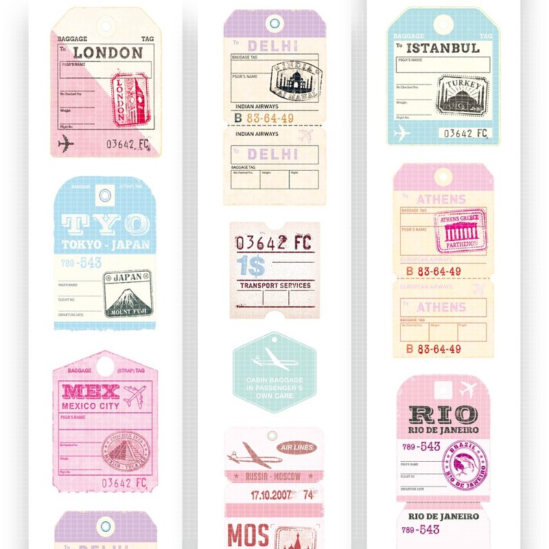 航空チケット デザイン ボックステープ(パステル) - マスキングテープ・PET テープ - アクリル 