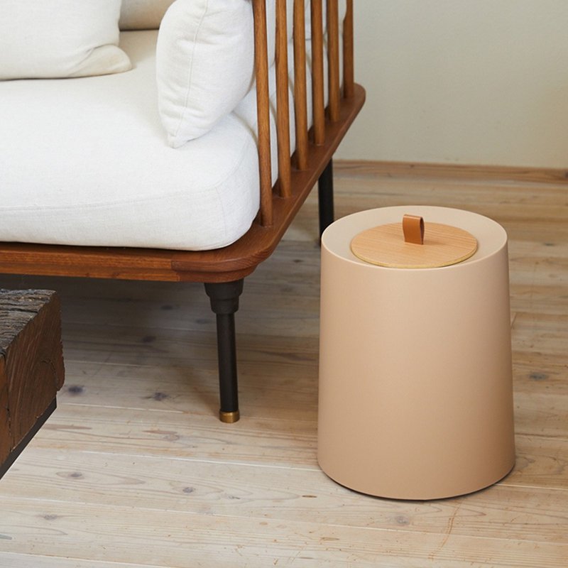 Japan ideaco round household trash can-11.4L (with special log cover) - ถังขยะ - พลาสติก หลากหลายสี