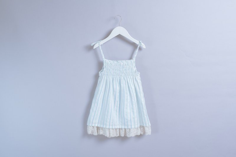 Slipdress - Blue crystal non-toxic children's wear suspenders cotton skirt - ชุดเด็ก - ผ้าฝ้าย/ผ้าลินิน สีน้ำเงิน