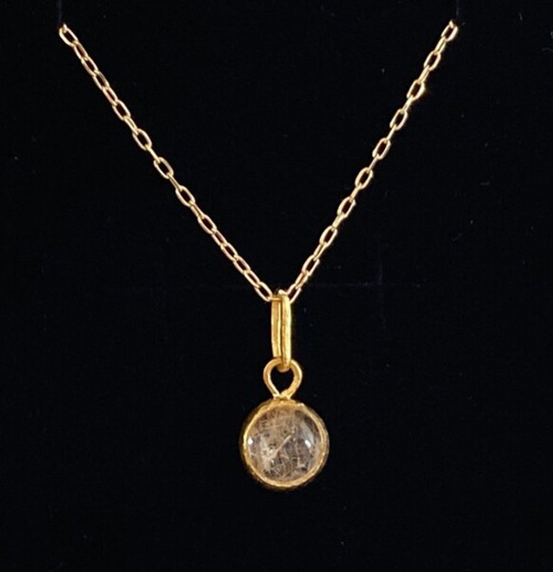 Rutile Quartz 6mm K24 Pure Gold Pendant Top - สร้อยคอ - โลหะ 