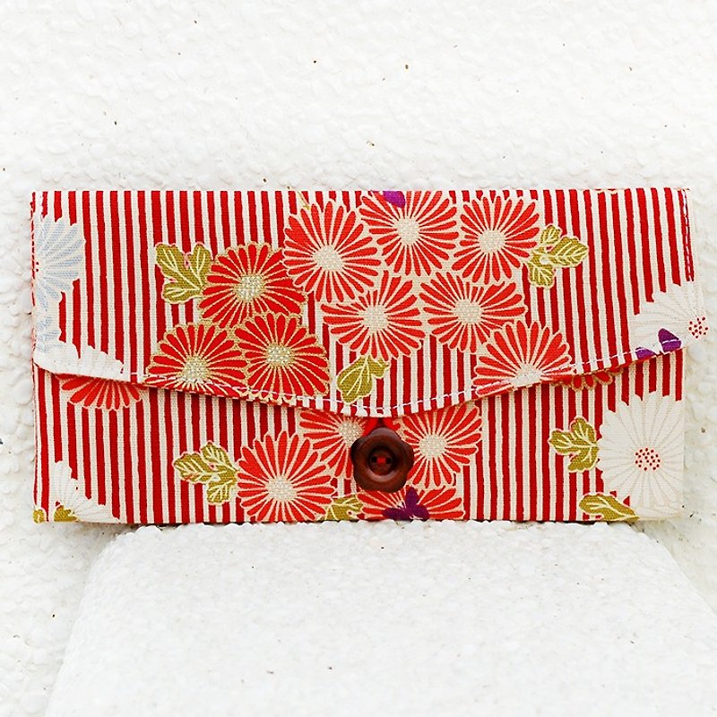 ライン丸薬菊赤い封筒/ブックバッグ - ご祝儀袋・ポチ袋 - コットン・麻 レッド