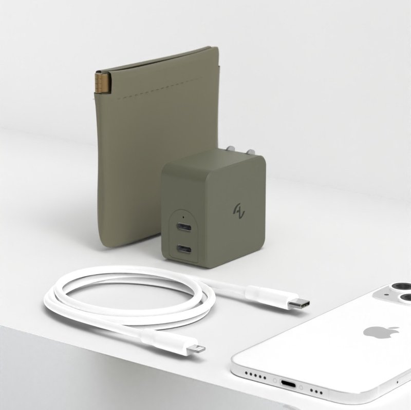快充組合 | 65W 氮化鎵雙口快充 +1.5 M 液態矽膠充電線 - 手機配件 - 其他材質 綠色