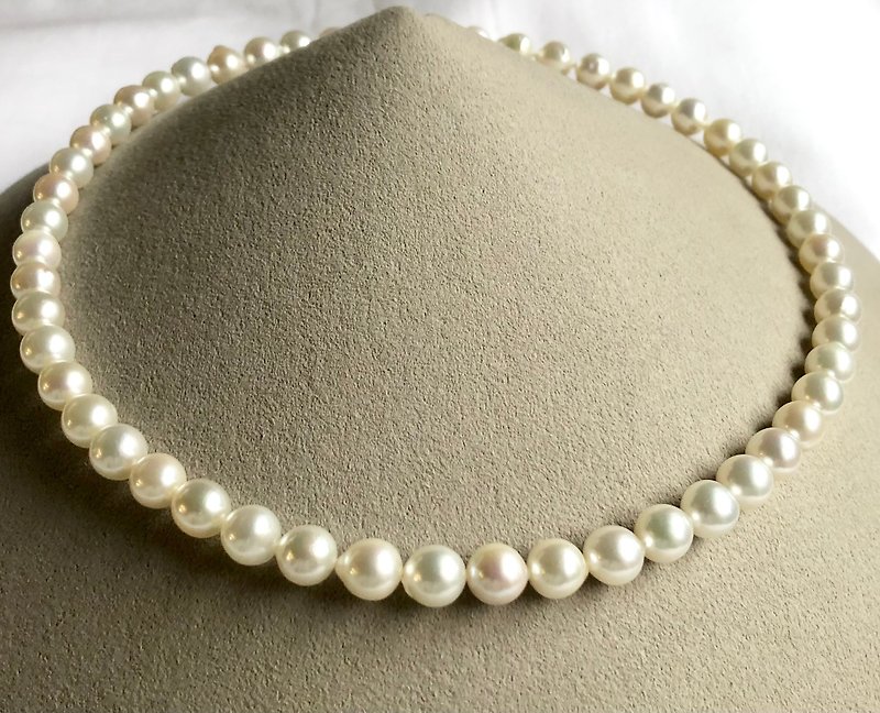 Akoya pearl necklace saltwater pearl 8mm - Necklaces - Pearl White