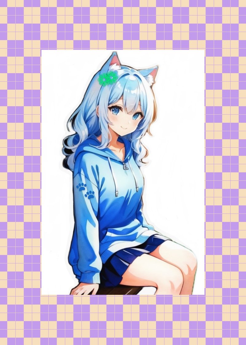 原創人物貼紙 No.08 - 貼紙 - 紙 藍色