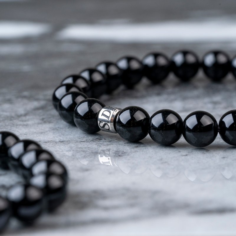 D12701 Black Agate | Natural Energy Bracelet | 7.5-8.5mm - Bracelets - Crystal Black