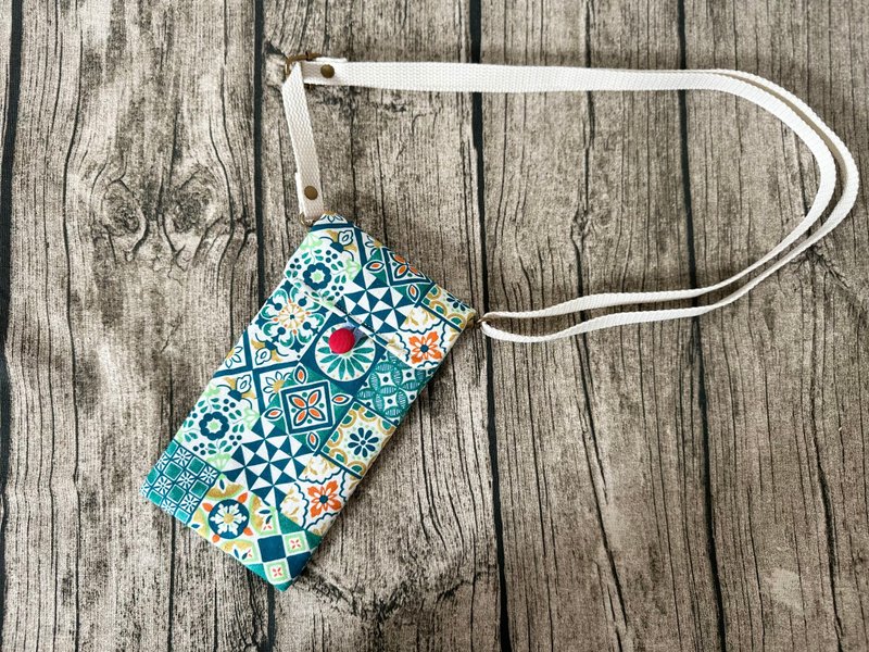 Handmade Phone case with Adjustable strap, Japanese vintage pattern - Messenger Bags & Sling Bags - Cotton & Hemp Multicolor