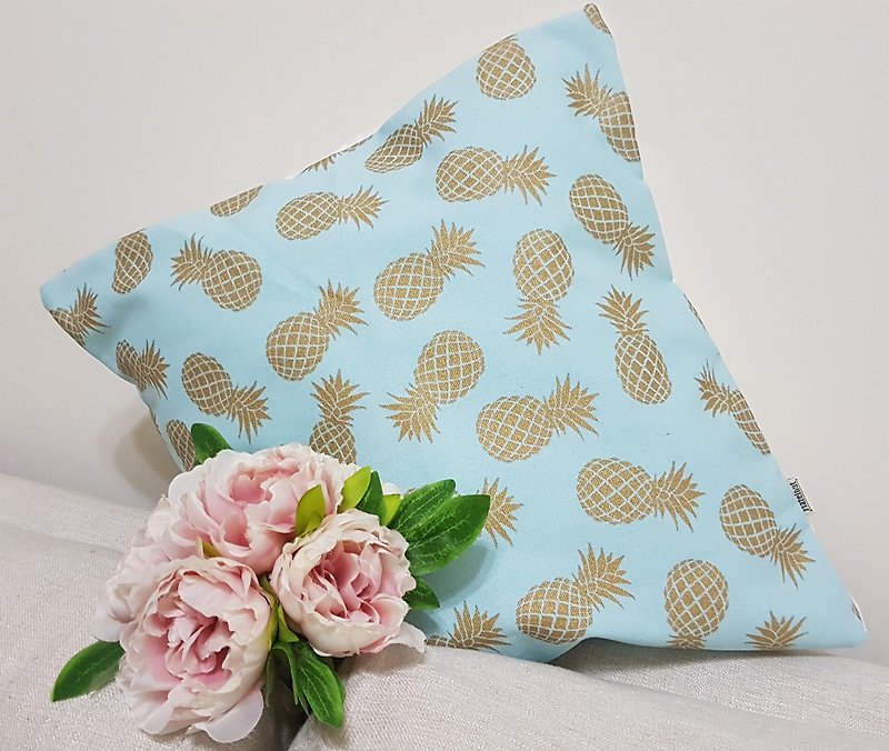 Nordic style fresh light pink blue gold pineapple pillow/pillow - Pillows & Cushions - Genuine Leather Blue