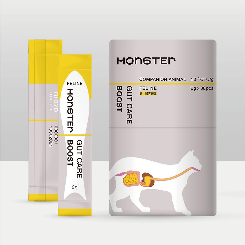 MONSTER BOOST GUT CARE-猫の胃腸ケア - その他 - その他の素材 グレー