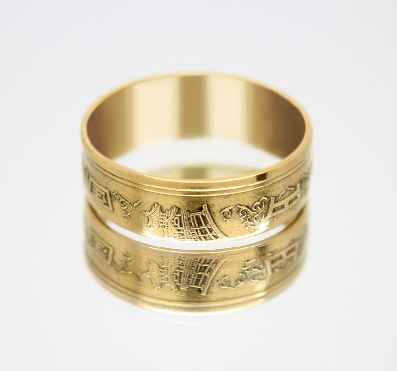 Gold Coin Ring Japan 10 yen 1989-201 18k gold plated ring coin rings for women - 戒指 - 其他金屬 