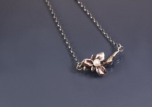 Maple jewelry design 植物系列-葉子天然珍珠925銀鍊