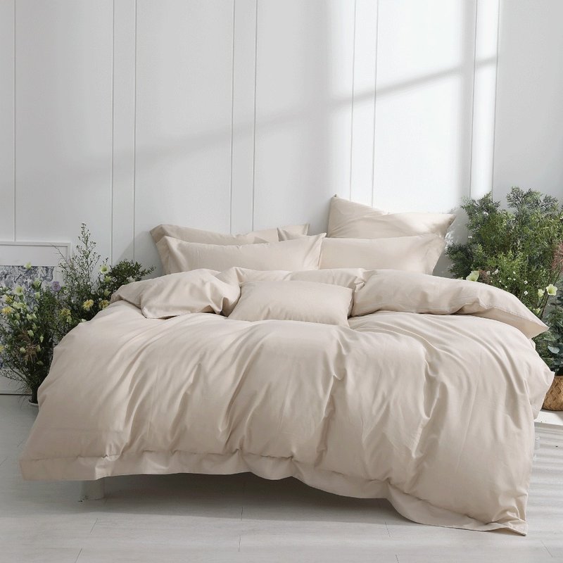 Good Relationship HAOKUANXI | Champagne Dawn - Soft long-fiber cotton bed bag, quilt cover and pillowcase set - เครื่องนอน - วัสดุอีโค สีกากี