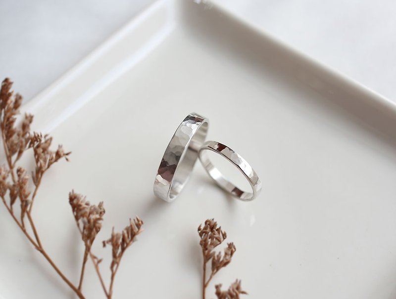 ni.kou sterling silver water ripple couple ring wedding ring pair ring - Couples' Rings - Other Metals 