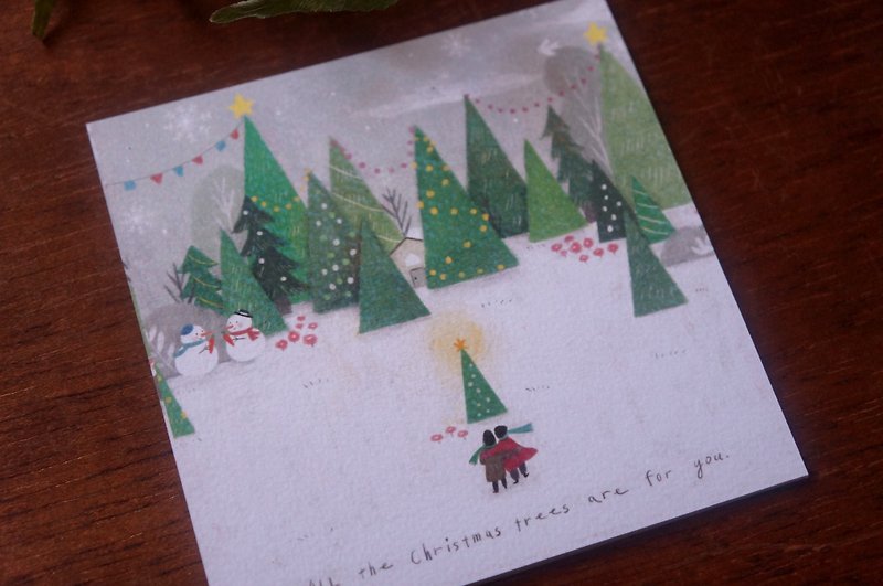 กระดาษ การ์ด/โปสการ์ด สีเขียว - All the Christmas tree are for you _ Christmas card