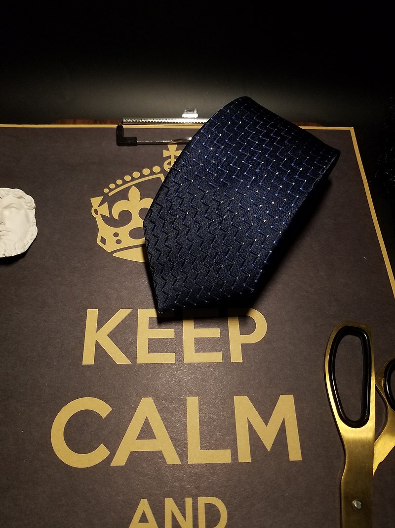 Blue silk small silver tie business gentleman's tie - Ties & Tie Clips - Silk 