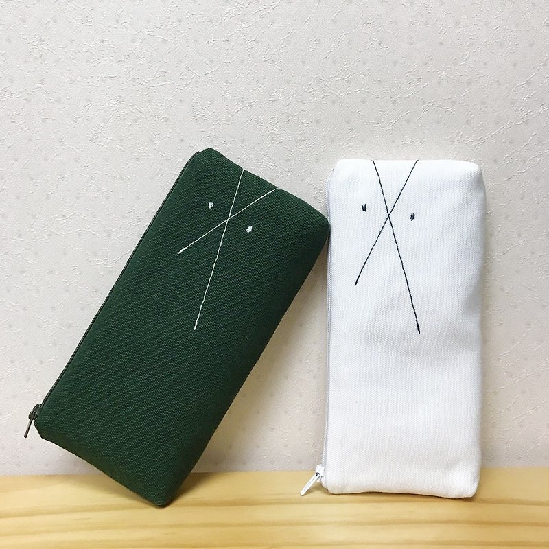 matcha with milk pencil bag (x2) - กล่องดินสอ/ถุงดินสอ - ผ้าฝ้าย/ผ้าลินิน ขาว