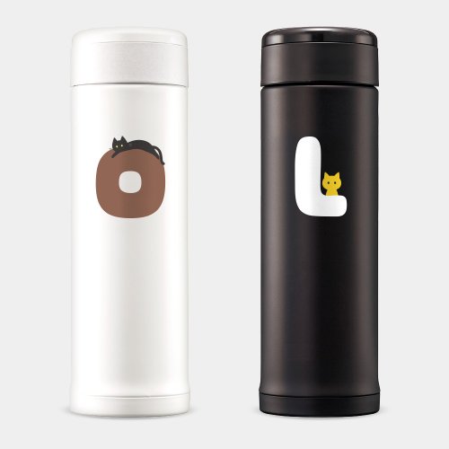 PIXO.STYLE 【客製化禮物】貓咪 英文字母 象印不鏽鋼保溫瓶 環保杯 PU023
