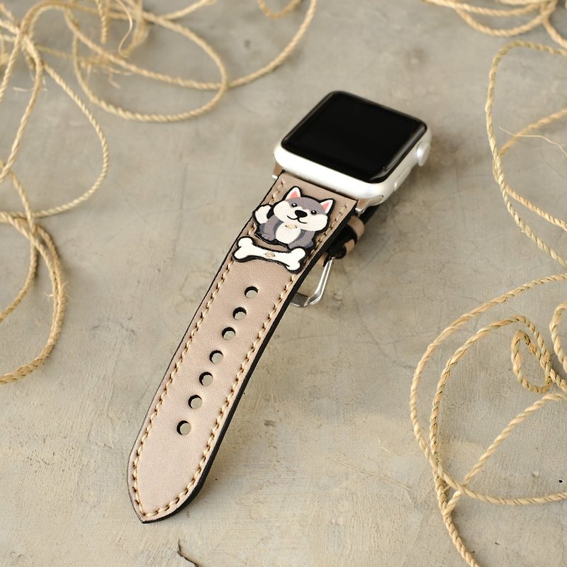 สายนาฬิกา Dog Apple - สายนาฬิกา - หนังแท้ สีกากี