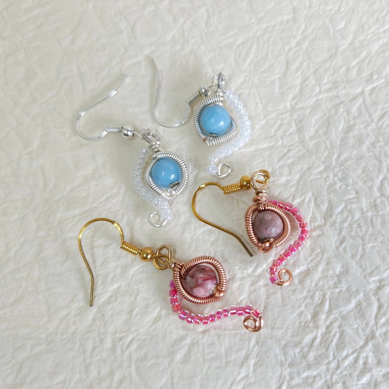 [Rose bud earrings] Pearlescent buds - Earrings & Clip-ons - Other Metals Multicolor