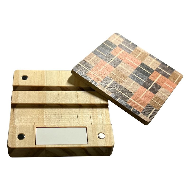 木質方塊擴香手機架 方格 客製化禮物 手機支架 手機座 化妝鏡 - 手機/平板支架 - 木頭 多色