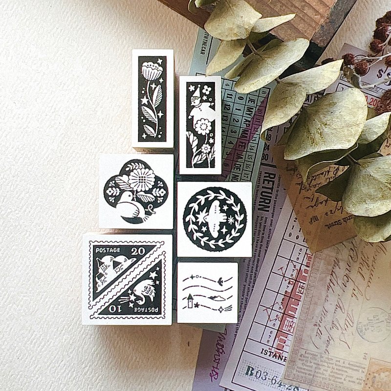 Pre-order【The Nordic Collage - Stamp Collection】Machine-made stamp set (6 pcs) - Stamps & Stamp Pads - Rubber 