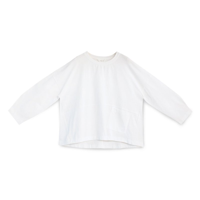 【Simply Yours】Heavy Pocket University T White F - Women's Tops - Cotton & Hemp White