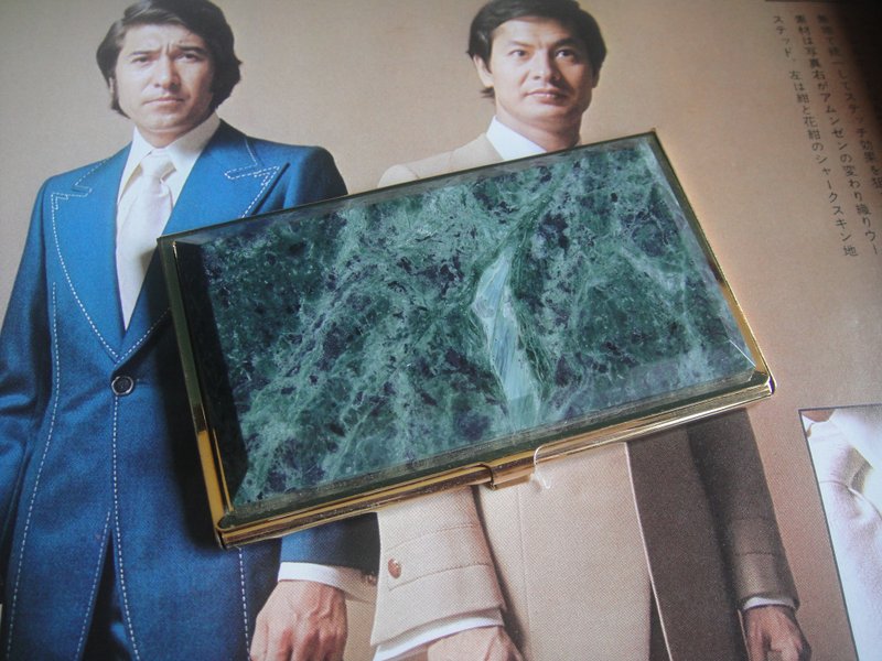 [OLD-TIME] Early second-hand marble business card box made in Taiwan - Card Holders & Cases - Other Materials Multicolor